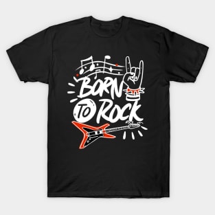 Born To Rock Music Rock and Roll 80s Lover Vintage Graphic T-Shirt